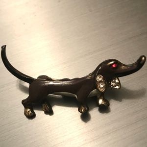 Elegant Brown Dachshund brooch